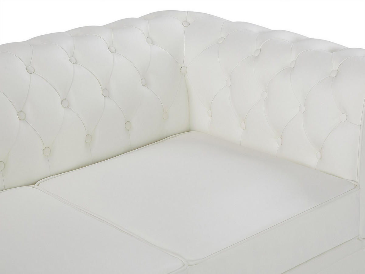 LEDERSOFA 2-Sitzer - Büffelleder - Weiß - CHESTERFIELD - Weiß, Leder (165/72/88cm) - Vente-Unique