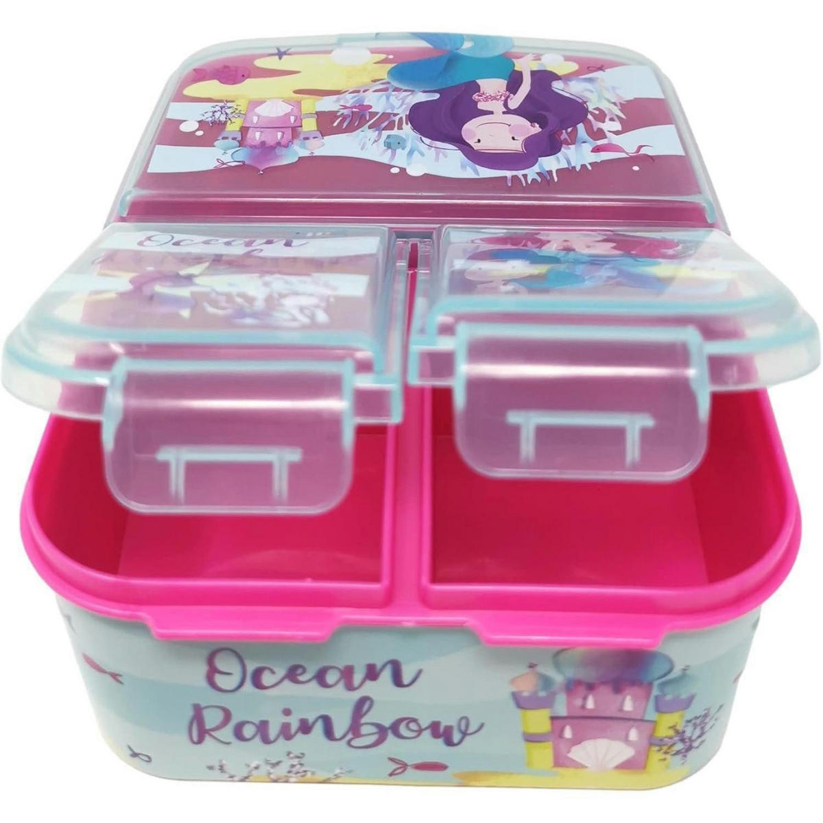 BROTDOSE Kinder mit Unterteilung Meerjungfrau 18 cm - Multicolor, Kunststoff (14/7/18cm)