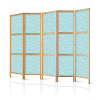 PARAVENT Japanischer 5-tlg 225x172 cm Flugzeuge - Blau, Holz/Textil (225/172/3cm) - Muralo