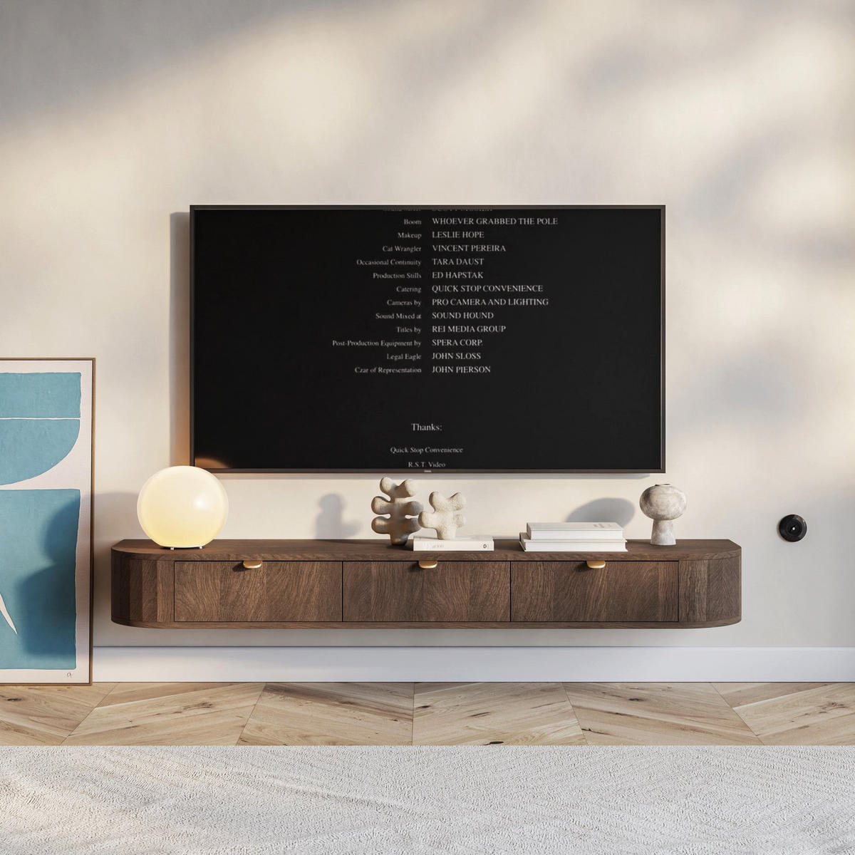 TV stolek Coru Slim, dub, 175 cm - tmavě hnědá, kov/kompozitní dřevo (175.4/20/39.1cm) - Selsey