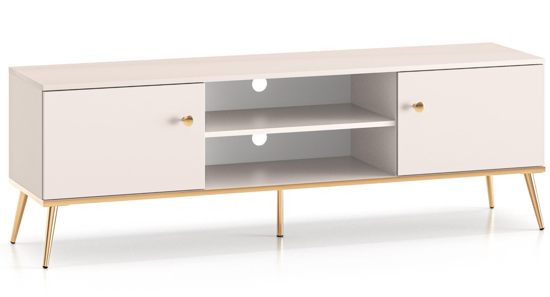TV-LOWBOARD Selgin Greige 160 cm - Taupe/Goldfarben, Holzwerkstoff/Metall (160/53/39.7cm) - Selsey