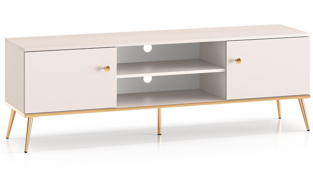 TV-LOWBOARD Selgin Greige 160 cm - Taupe/Goldfarben, Holzwerkstoff/Metall (160/53/39.7cm) - Selsey