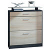 SCHUHSCHRANK Loret Front in Eiche sägerau - Eiche San Remo, Holzwerkstoff (89/104/23cm) - Vladon