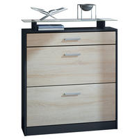 SCHUHSCHRANK Loret Front in Eiche sägerau - Eiche San Remo, Holzwerkstoff (89/104/23cm) - Vladon
