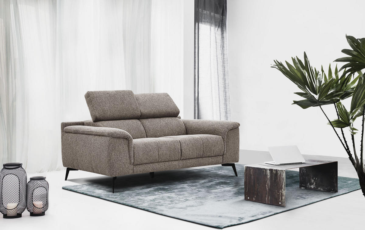 SOFA FIERO 2-Sitzer, taupe - Taupe/Schwarz, Holzwerkstoff/Textil (170/82/103cm) - Courtois Laville