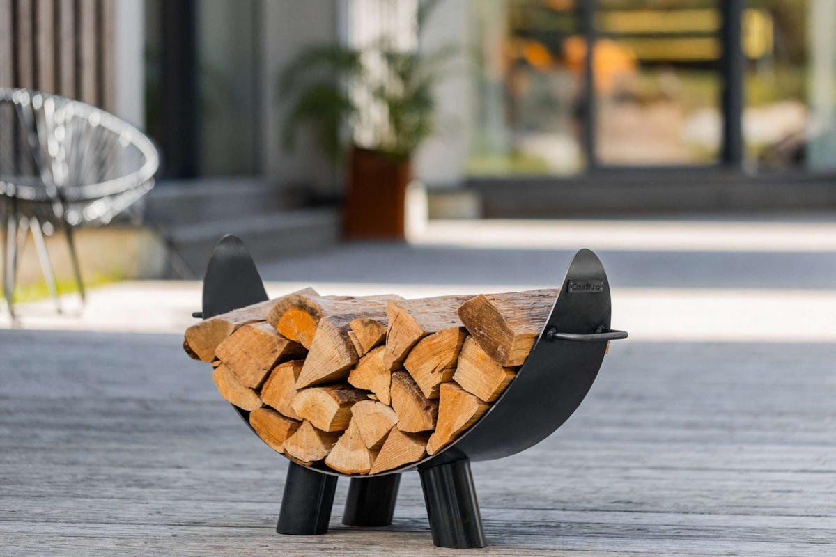 KAMINHOLZREGAL Colorado Stahl schwarz 70 cm - Schwarz, Metall (70/25/44cm) - Mr. Deko