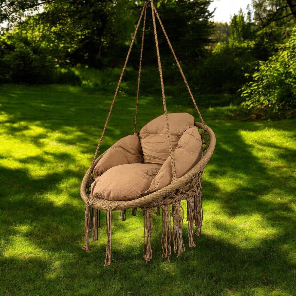 HÄNGESESSEL BLISS Braun, mit Kissen - Braun, Metall (80/120/61cm) - Bettso