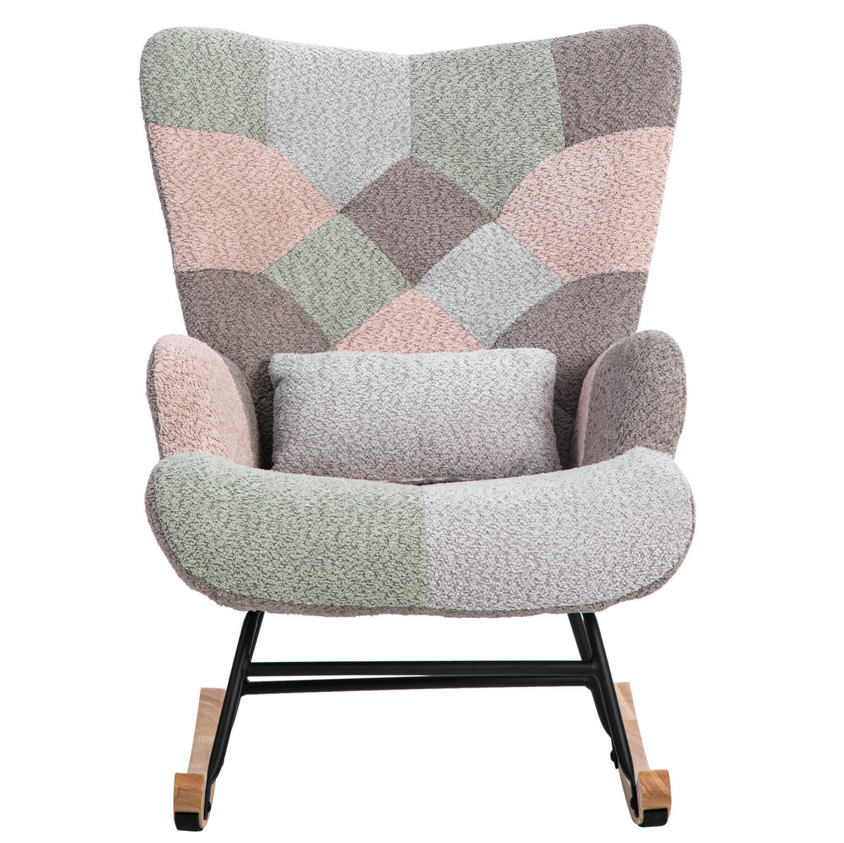SCHAUKELSTUHL 93 cm bunt mit Fußhocker und Lendenkissen, Bezug aus Samt - Multicolor, Textil (83/91/68cm) - Flora Grace