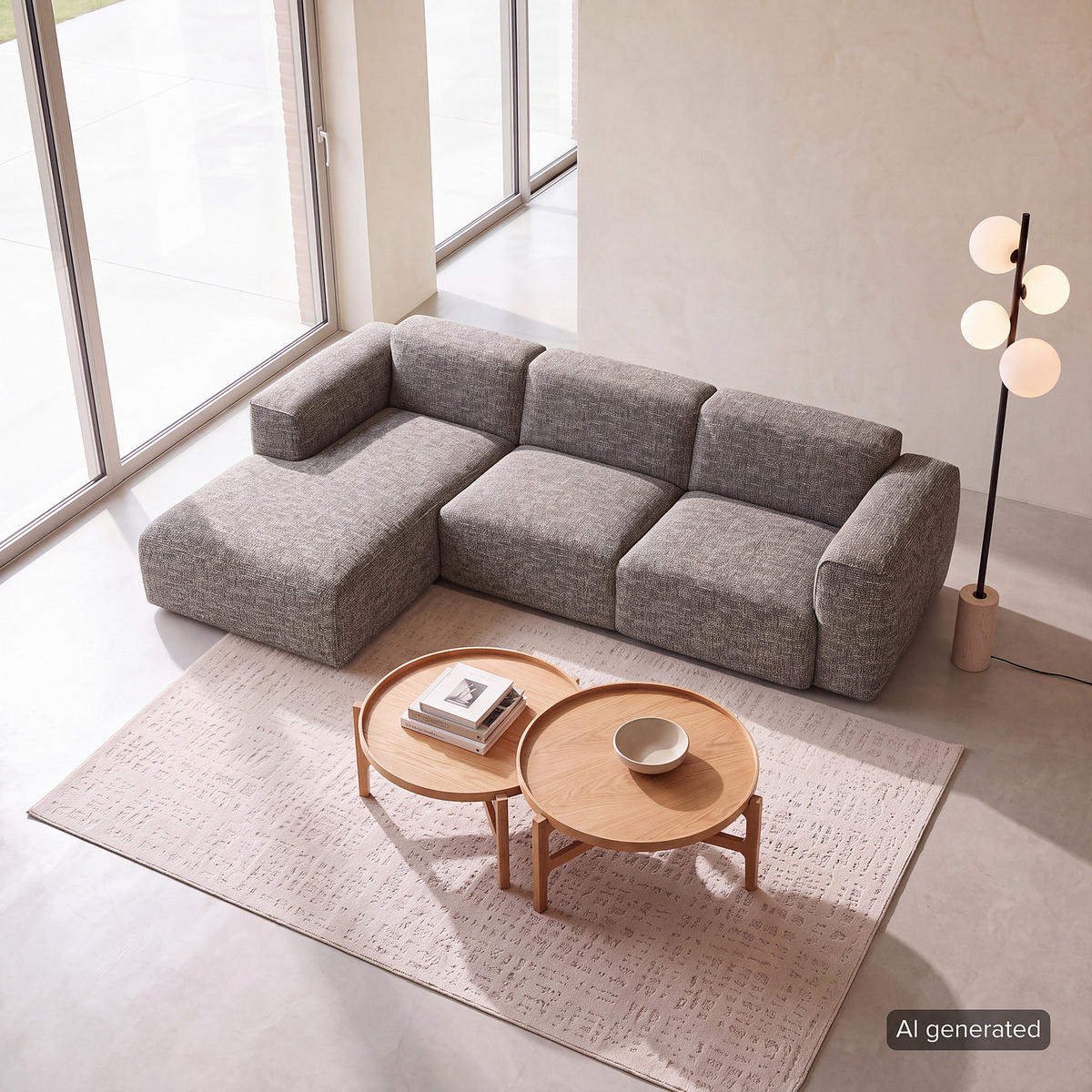 3-SITZER ECKSOFA mit Longchair - Schwarz/Grau, Kunststoff/Textil (284/173cm) - home24