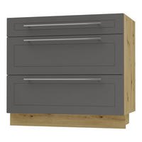 SCHUBLADENUNTERSCHRANK Kvantum D3A/90 90 / 50 / 82cm - Graphitfarben/Eiche Artisan, Holz/Holzwerkstoff (90/82/50cm) - Feldmann-Wohnen
