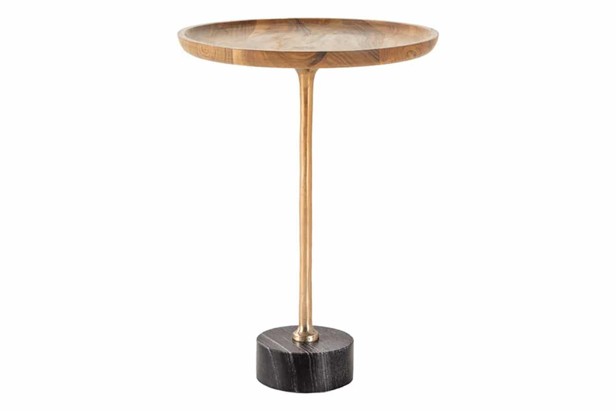 BEISTELLTISCH TRAYFUL rund Akazie 55cm - Goldfarben/Schwarz, Holz/Metall (40/40/55cm) - riess-ambiente