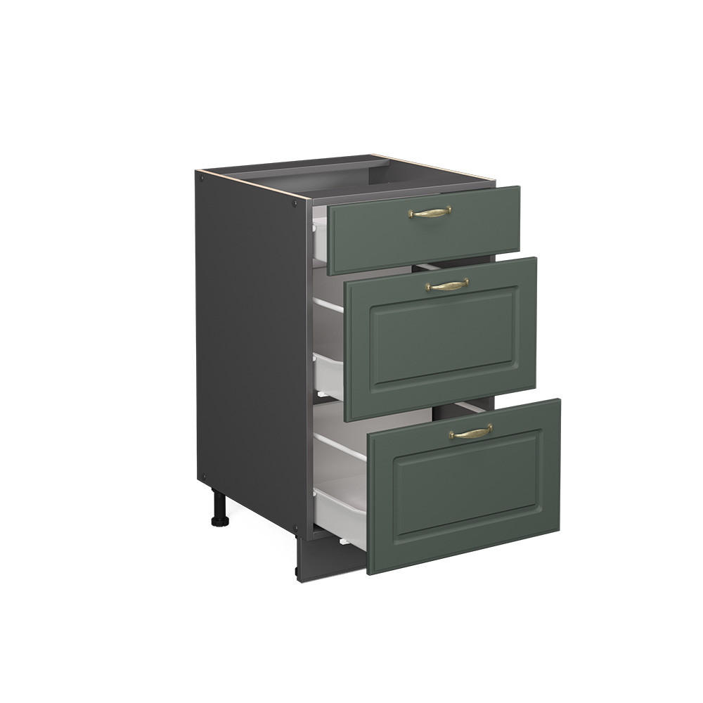 SCHUBLADENSCHRANK Fame-Line Grün-Gold Landhaus 50 cm ohne AP - Anthrazit/Grün, Holzwerkstoff (50/82/51.6cm) - Vicco