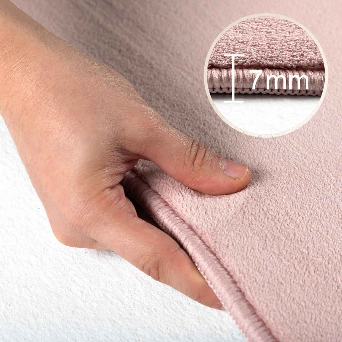 TEPPICH Kurzflor Uni-Farbe Microfaser Antirutsch Wohnzimmer waschbar Rosa Rund 200x200 - Rosa, Textil (200/200cm) - KADIMA DESIGN