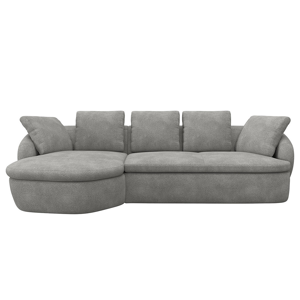 ECKSOFA mit Longchair - Schwarz/Grau, Kunststoff/Textil (276/146cm) - home24