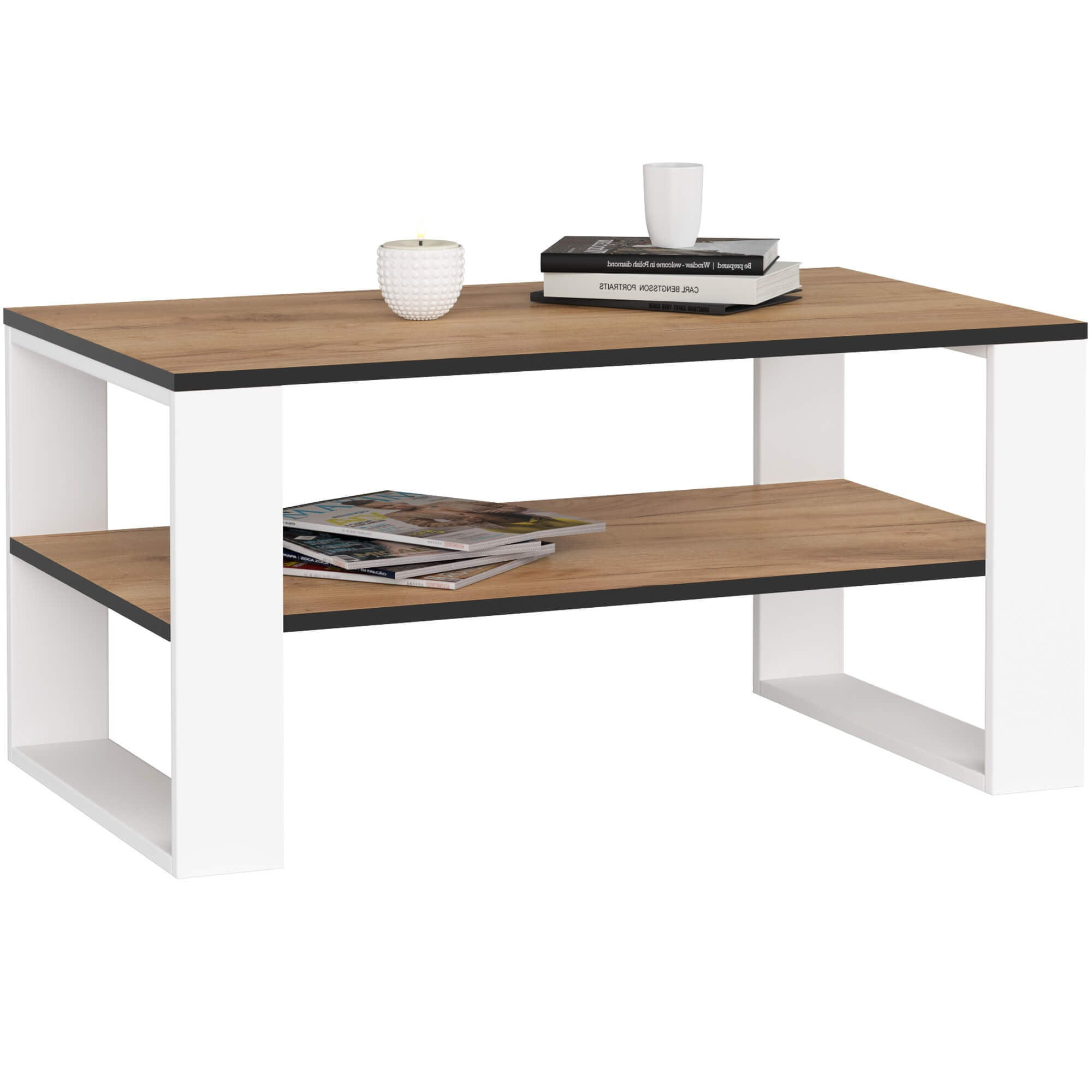 COUCHTISCH ALEX Craft-Weiß, 92x53x45 cm - Weiß/Nickelfarben, Holz (92/45/53cm) - Milordbikes