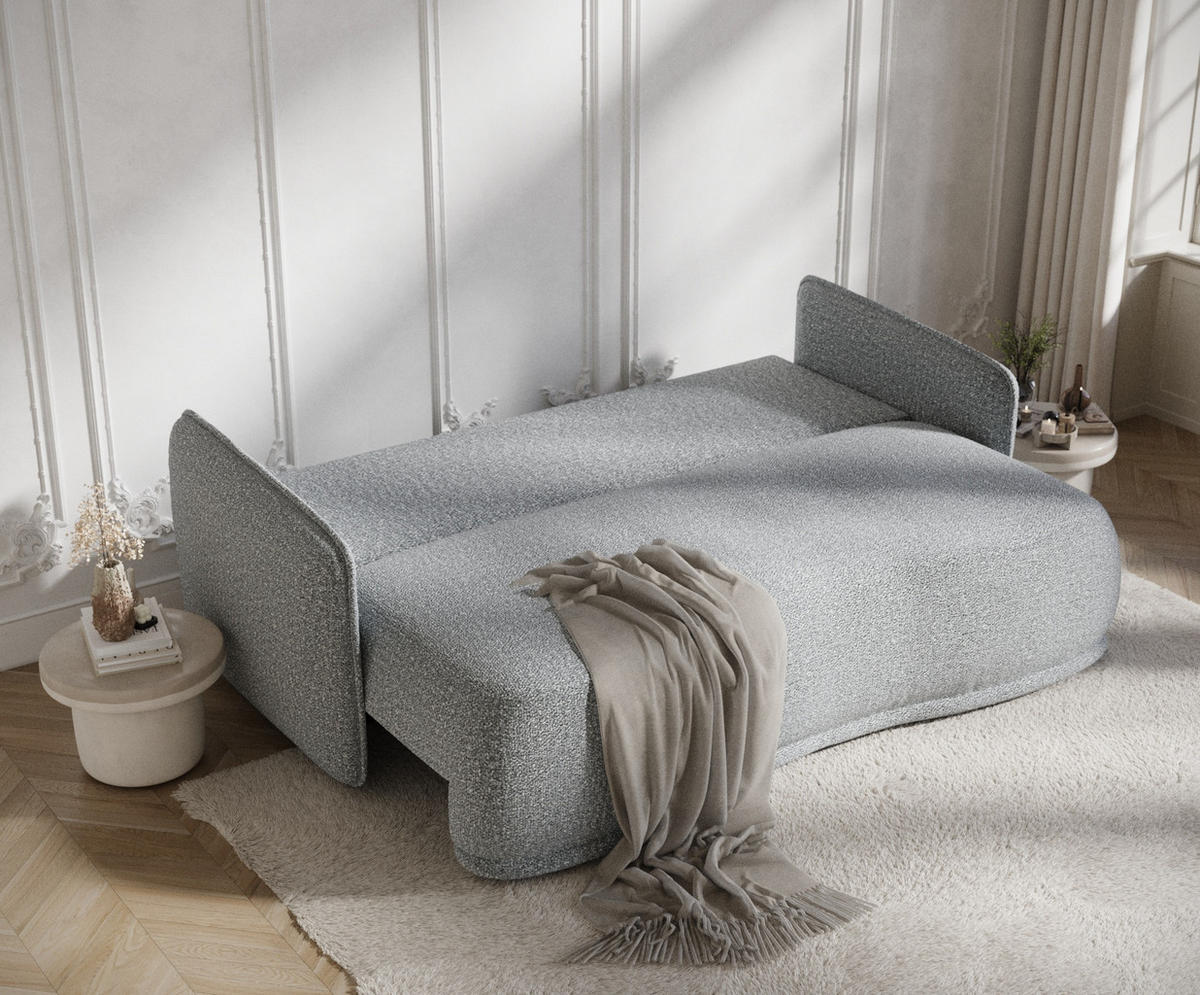 SCHLAFSOFA Mitsis Grau Plüschstoff - Schwarz/Grau, Holz/Holzwerkstoff (231/93/106cm) - Maison de Reve