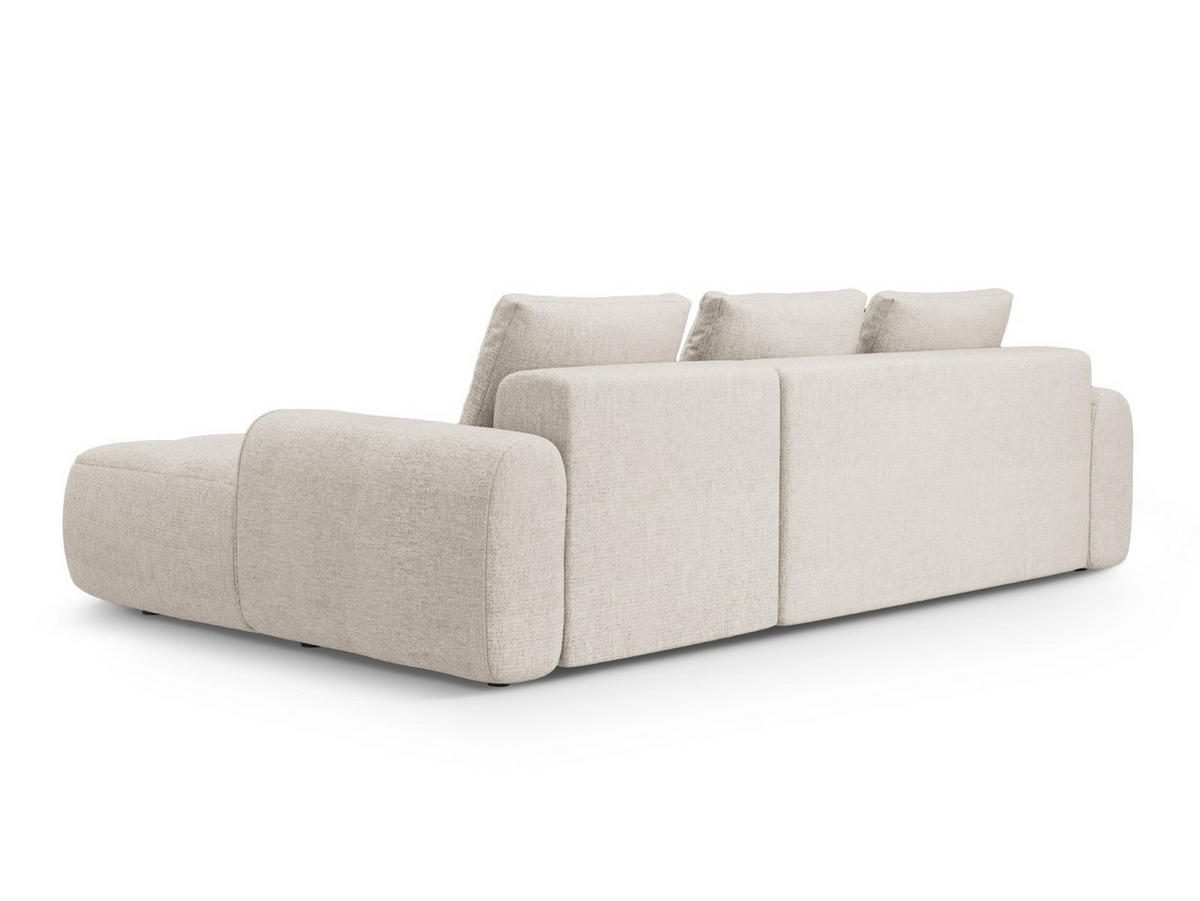 AUSKLAPPBARES-ECKSOFA rechts mit Container Linz aus strukturiertem Stoff beige 3 Sitzplätze - Beige, Textil (142/275cm) - Cosmopolitan Design