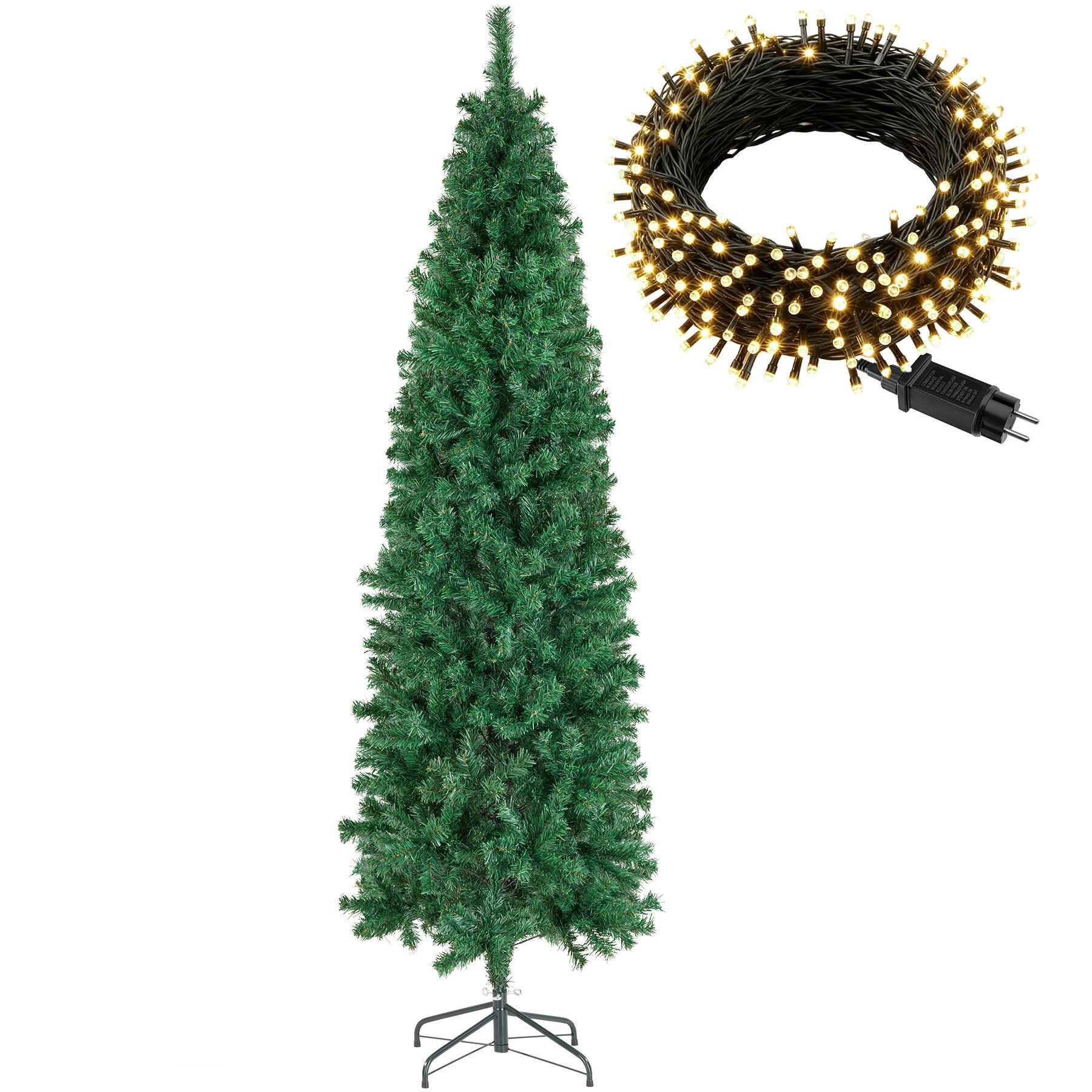 WEIHNACHTSBAUM Comet,pulverbeschichteter Metallständer mit Kunststoffkappen,grün - Grün, Kunststoff (210cm) - tectake