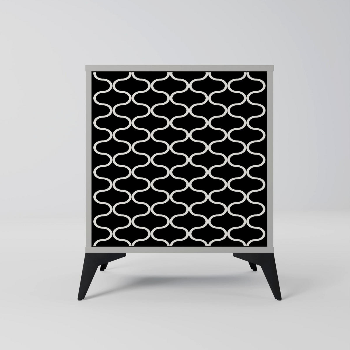 SIDEBOARD TESSELATED BLACKNESS, Grau, 57,5x42x75,5 cm, Goldfarbene Metallfüße - Goldfarben/Multicolor, Holzwerkstoff/Metall (57.5/75.5/42cm) - SpaceRebels