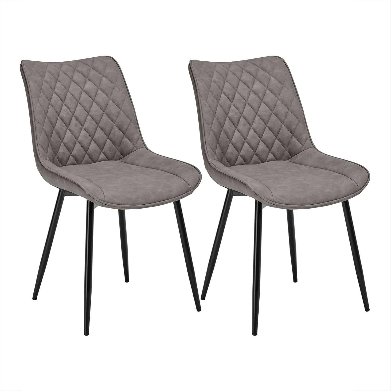 ESSZIMMERSTUHL 2er Set, Polsterstühle mit Rückenlehne - Dunkelgrau/Schwarz, Metall (46.5/84/42.5cm) - Woltu