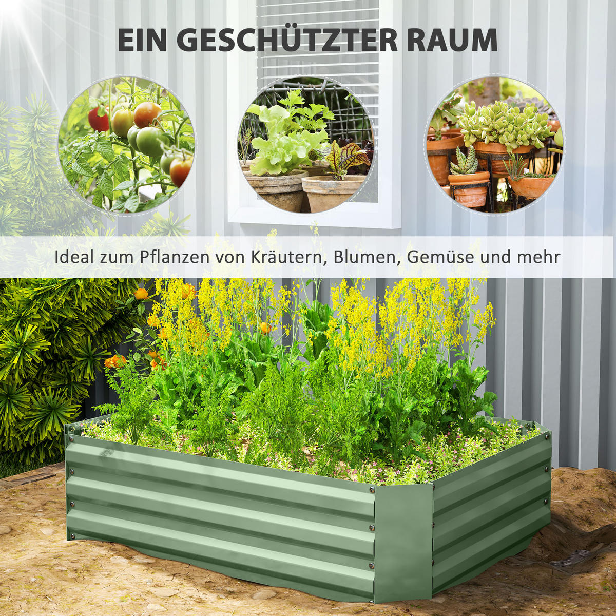 HOCHBEET - Dunkelgrün, Metall (90/30/120cm) - Outsunny
