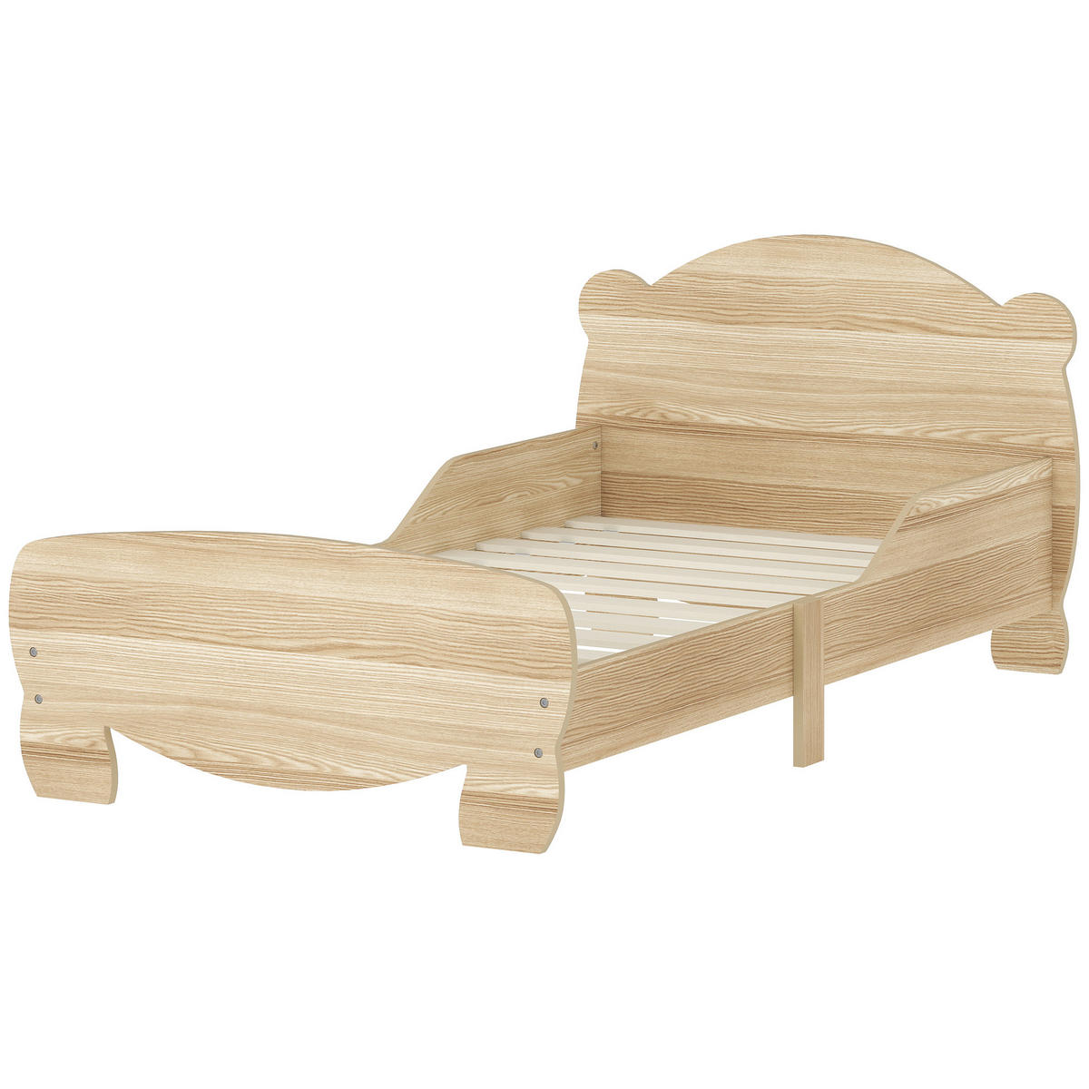 KINDERBETT 70x140 cm DE-14597 mit Bären-Motiv und Sicherheitsbarrieren Naturholz - Naturfarben, Holzwerkstoff (70/140cm) - ComfortXL
