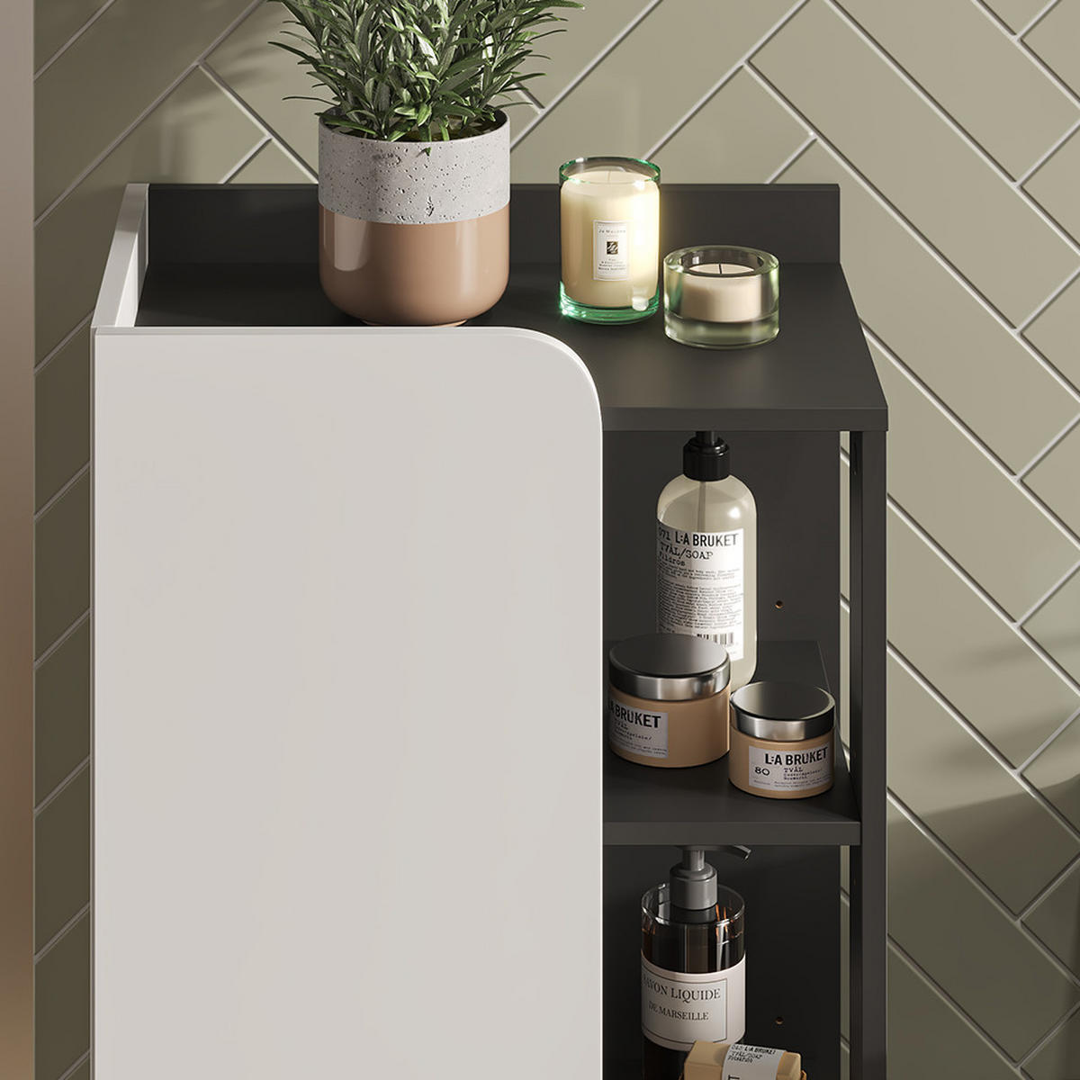 KOUPELNOVÝ NÁBYTEK Karen Antracitová/bílá - bílá/antracitová, kompozitní dřevo (60/65/35cm) - Vicco