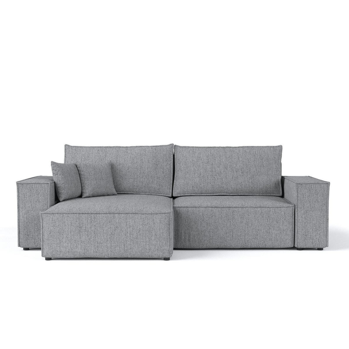 ECKSOFA CAVO mit Schlaffunktion Grau im Neve Stoff - Schwarz/Grau, Holz/Holzwerkstoff (255/148cm) - AltaBeds