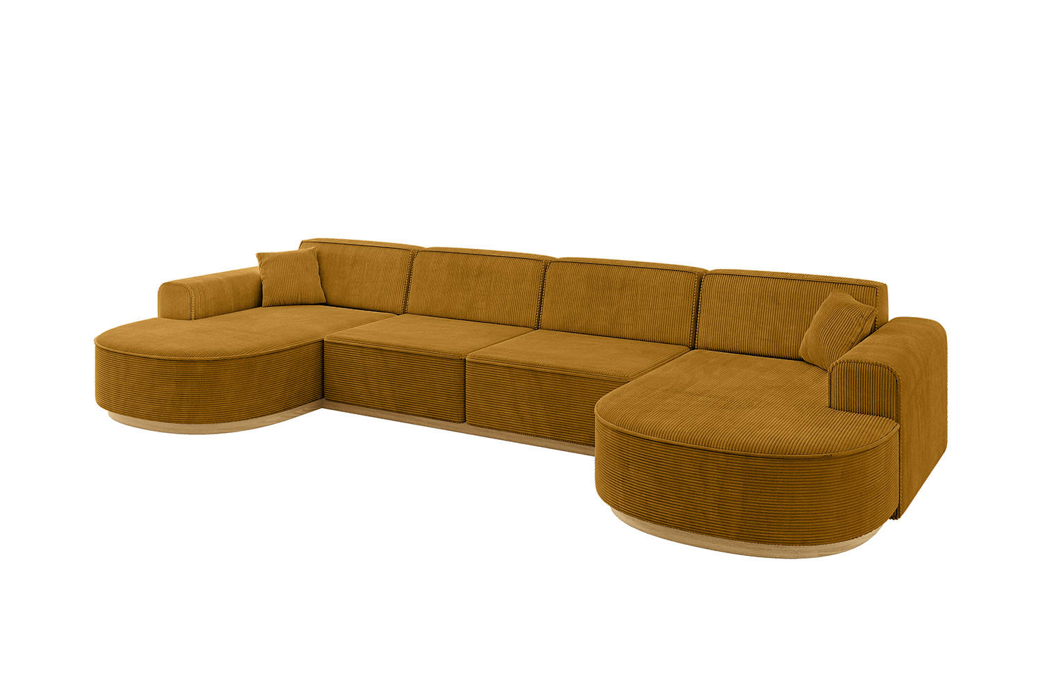 WOHNLANDSCHAFT MARI-U2-v2 - 388x171x83 cm Senfgelb Cord - Gelb, Holzwerkstoff/Textil (388/83/171cm) - ALTDECOR