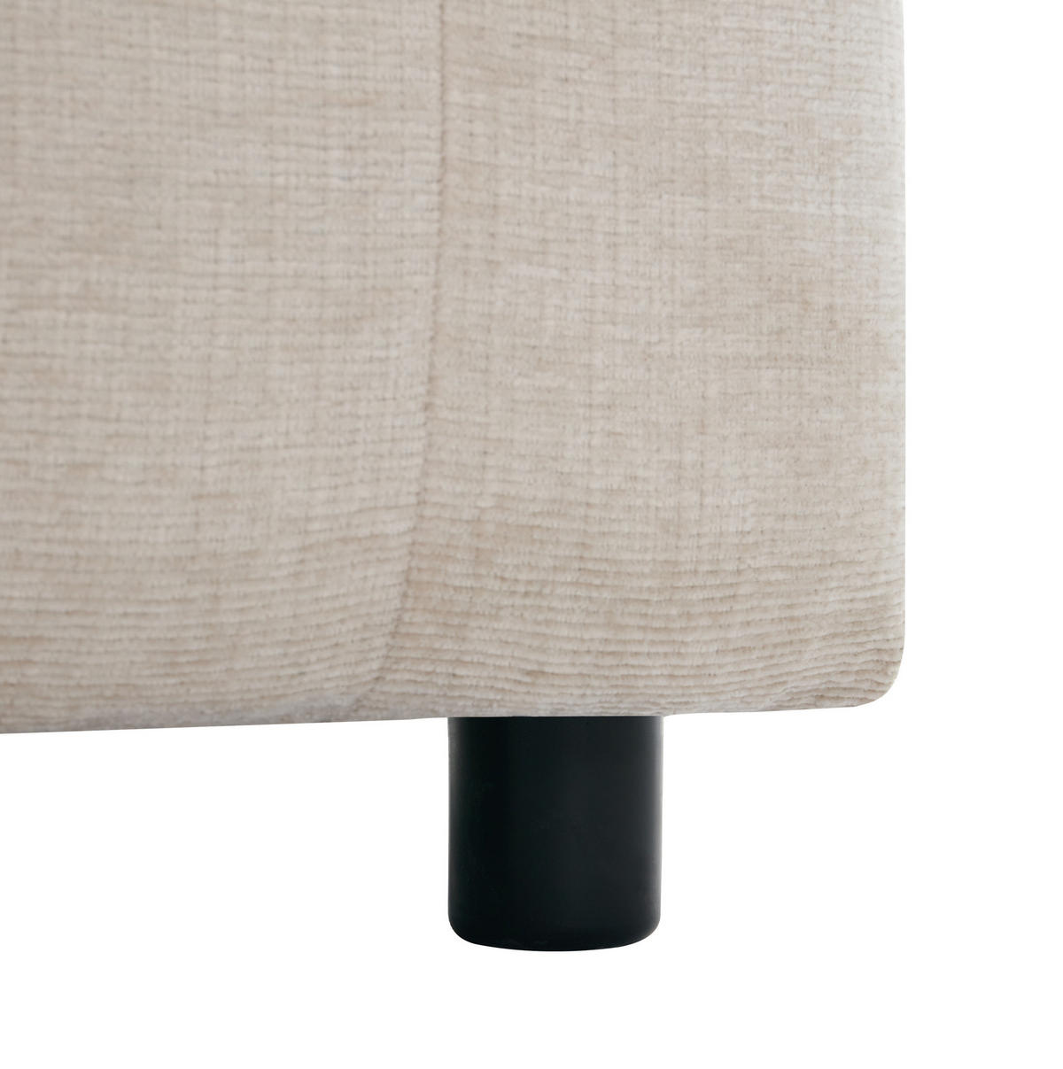 SOFA modular 204 x 126 cm Chenille Beige 3-Sitzer mit Fußhocker - Beige, Holzwerkstoff (126/204cm) - Meubliv