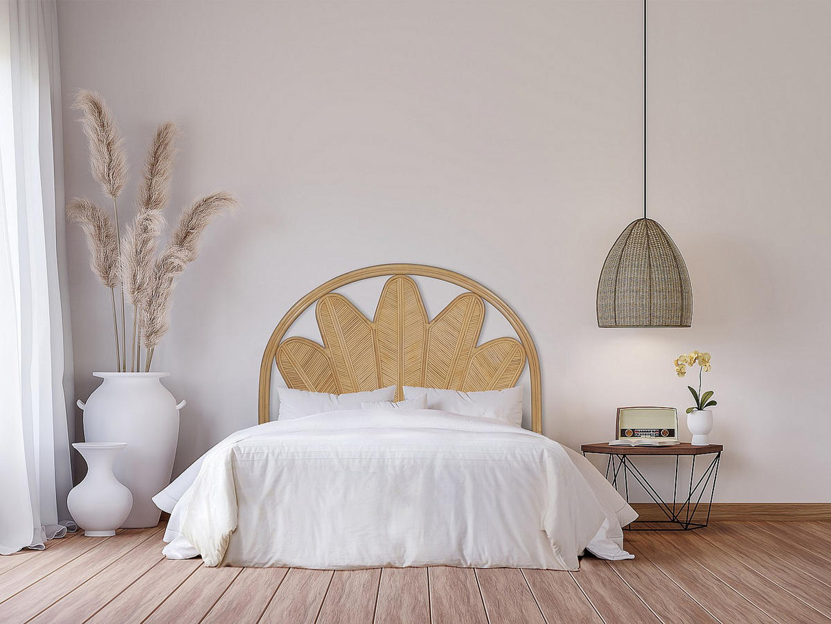 BETT-KOPFTEIL - 140 cm - Rattan - Holzfarben - CHELINA - Naturfarben, Holzwerkstoff (145/135/4cm) - Vente-Unique