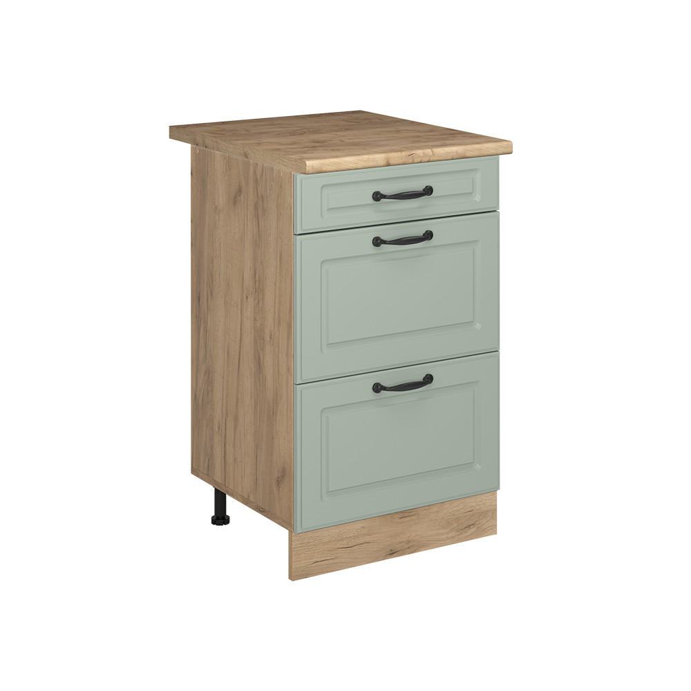 KUCHYNSKÁ SPODNÁ SKRINKA R-Line, Mint vidiecky dom/Dub Goldkraft, 50 cm Goldkraft tammi työtaso - zelená/dub medový, kompozitné drevo (50/81.6/60cm) - Vicco