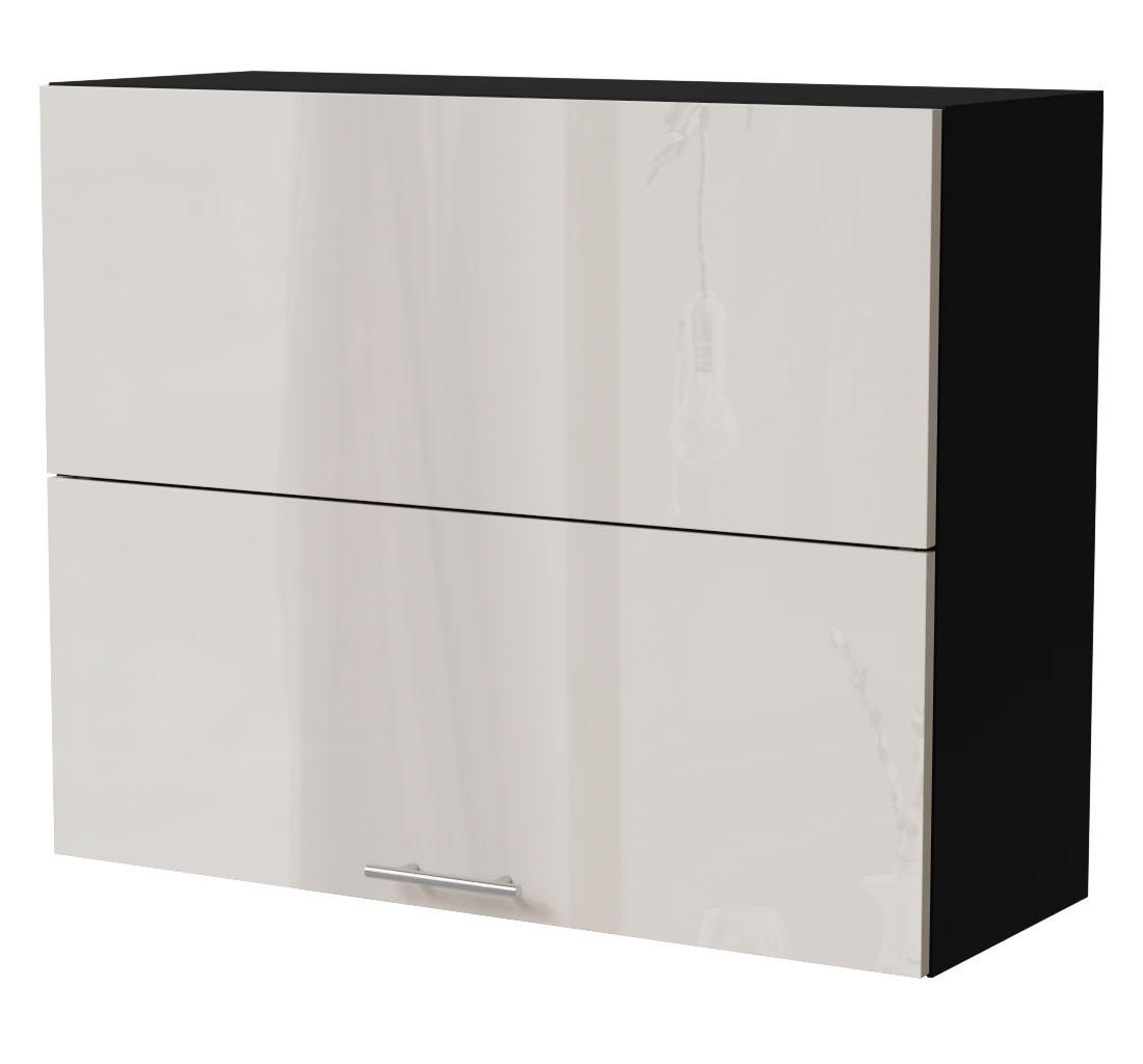 KLAPPHÄNGESCHRANK Brerra W8B/90-AV Schwarz / RAL 9001 creme Hochglanz 90 / 32,5 / 72cm - Creme/Schwarz, Holz/Holzwerkstoff (90/72/32.5cm) - Feldmann-Wohnen