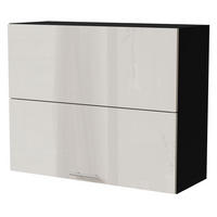 KLAPPHÄNGESCHRANK Brerra W8B/90-AV Schwarz / RAL 9001 creme Hochglanz 90 / 32,5 / 72cm - Creme/Schwarz, Holz/Holzwerkstoff (90/72/32.5cm) - Feldmann-Wohnen