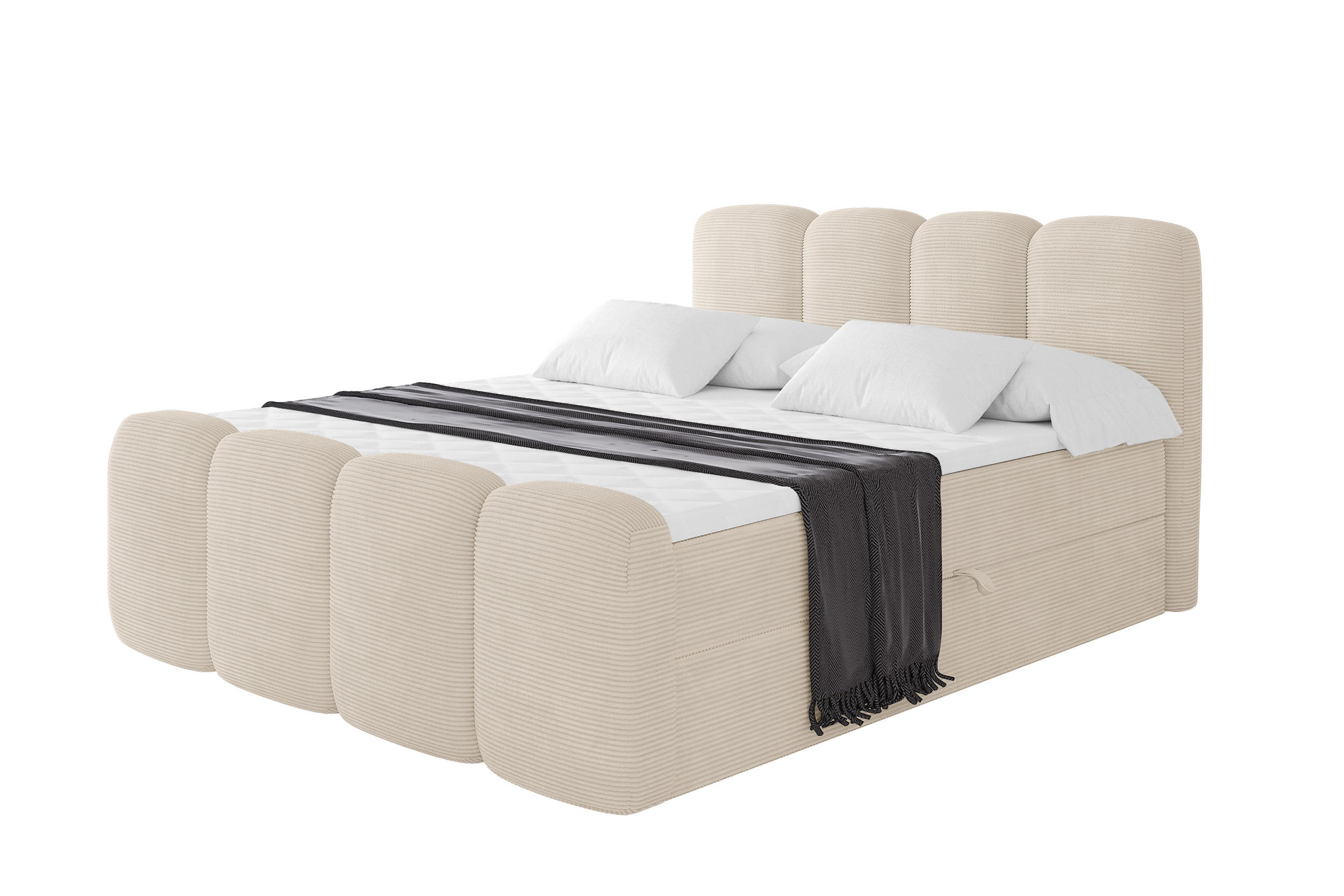 BOXBETT mit Matratze H4 und Lattenrost - NINA-Z - 140x200 cm Poso - Beige - Ecru, Holzwerkstoff (140/200cm) - ALTDECOR