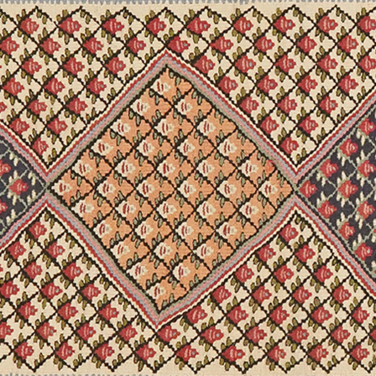 HANDWEBTEPPICH Kelim Senneh Beige 200/73 cm Schurwolle - Beige, Textil (73/200cm) - Looma