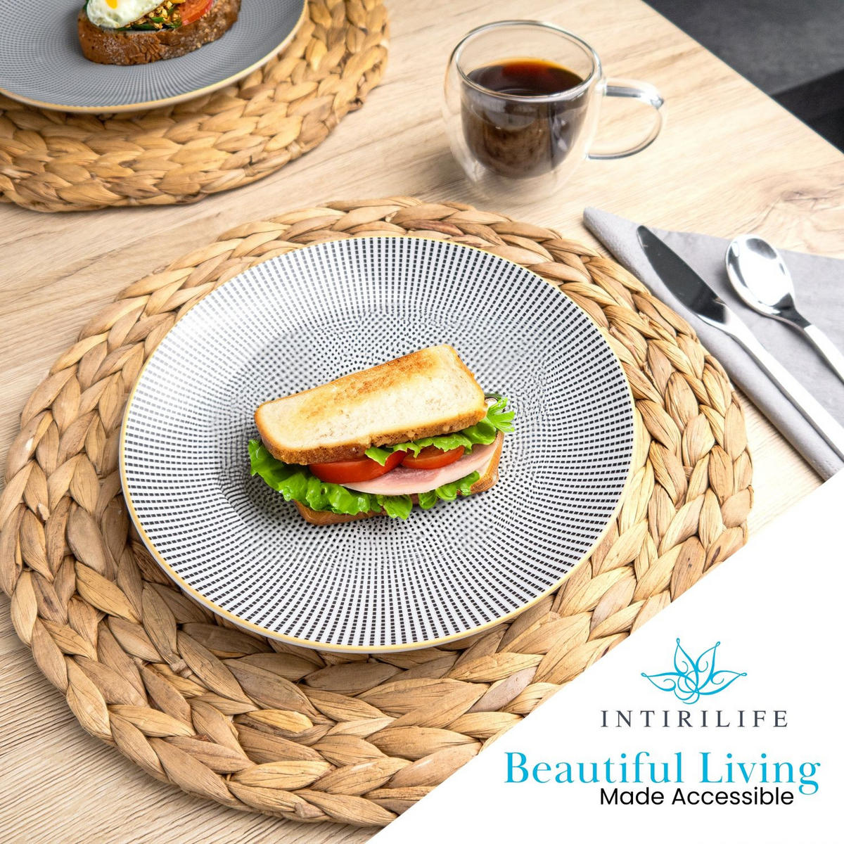 PLATZSET Untersetzer 30 cm - Naturfarben, Naturmaterialen (30/30/13cm) - Intirilife