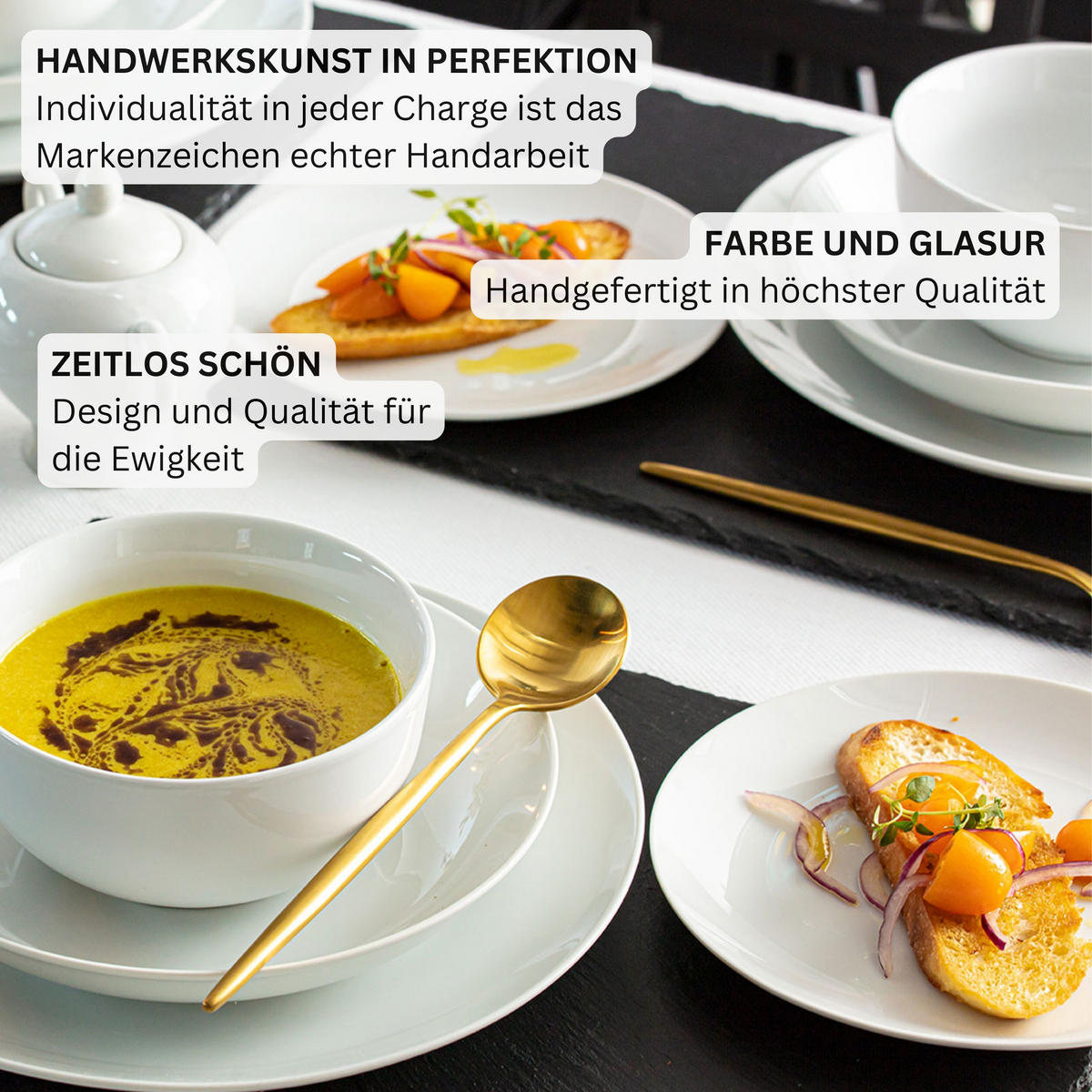 TAFELSERVICE NEW PORT - 18 teilig aus Porzellan - Weiß, Keramik (33/33/34cm) - Sänger