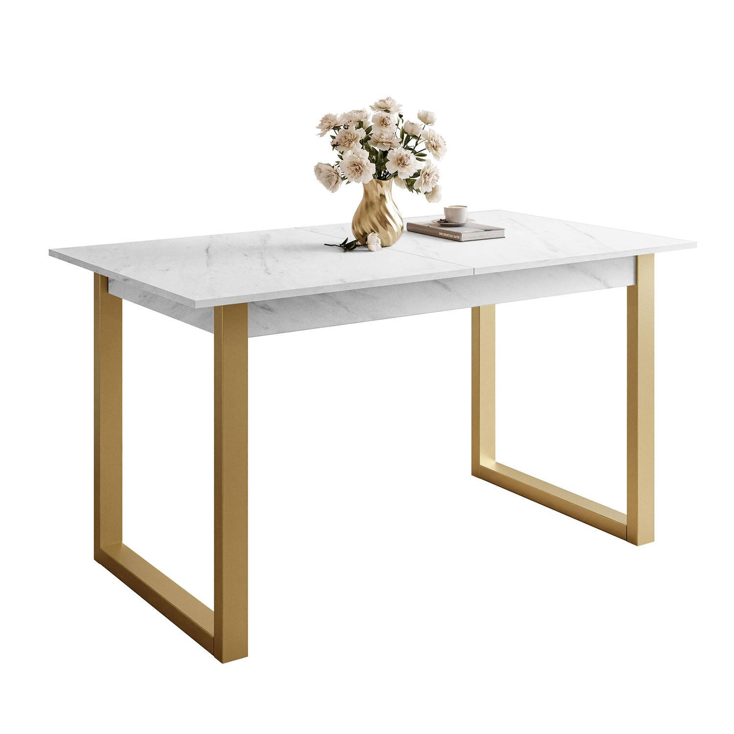 ESSTISCH ARTON GOLD II 140-195 cm für 6-8 Personen - Goldfarben/Multicolor, Holzwerkstoff/Metall (140/80/77cm) - Lookway