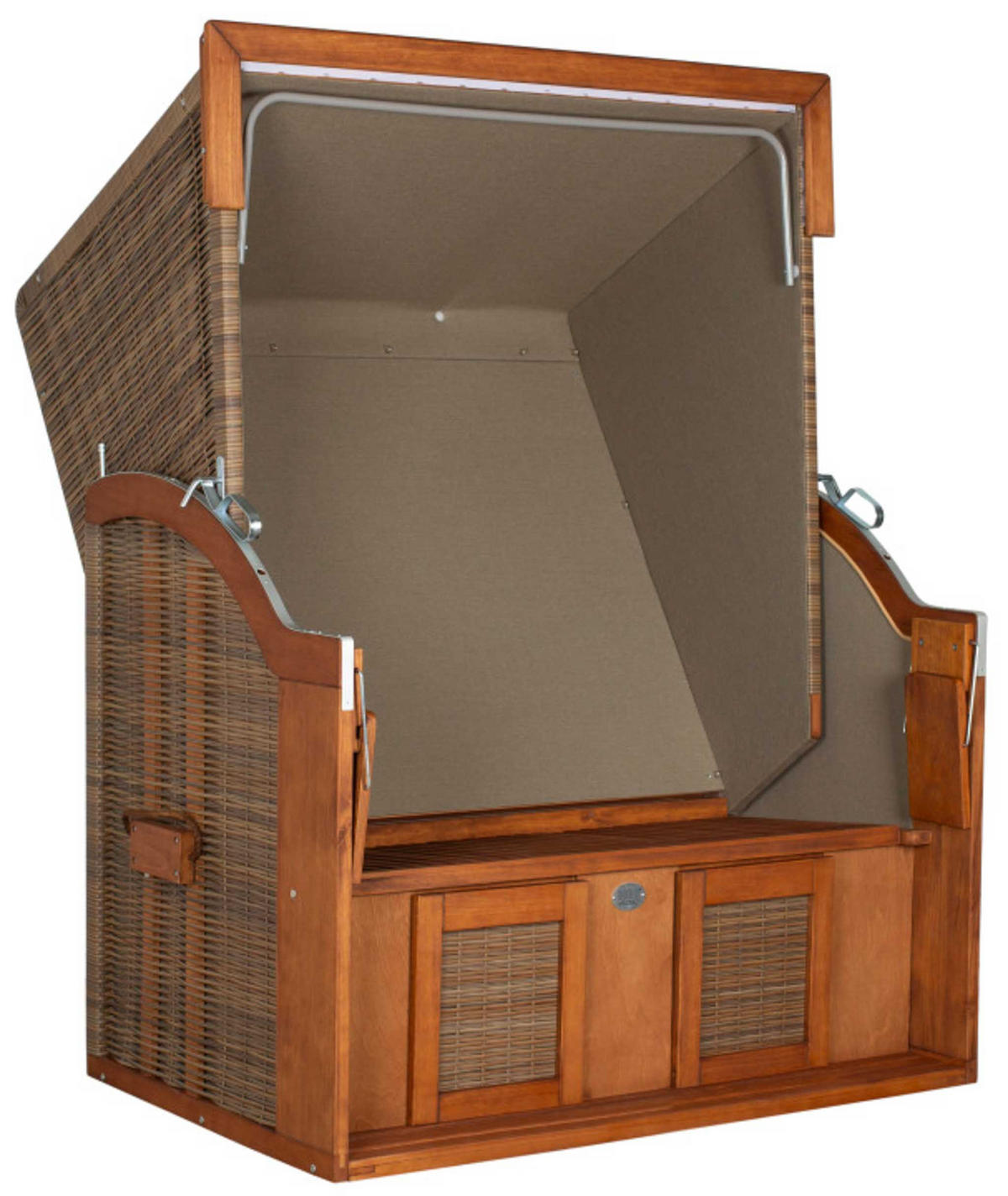 STRANDKORB Tinnum 2 Sitzer Pinie PE griseum - Braun/Grau, Metall (115/38/92cm) - Mr. Deko