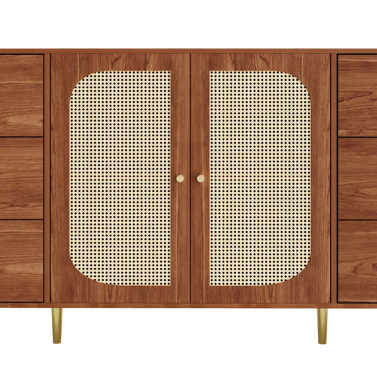 SIDEBOARD 160/40/90 cm aus MDF mit Rattantüren Natur - Eichefarben, Holzwerkstoff (160/90/40cm) - Modenvie