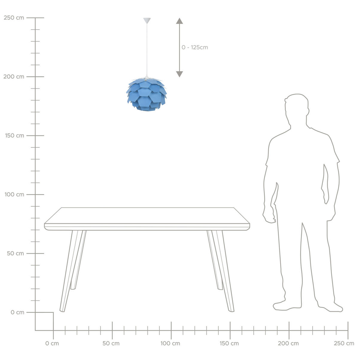 HÄNGELEUCHTE Segre 60/60/180 cm - Blau, Kunststoff (40/40/165cm) - Beliani