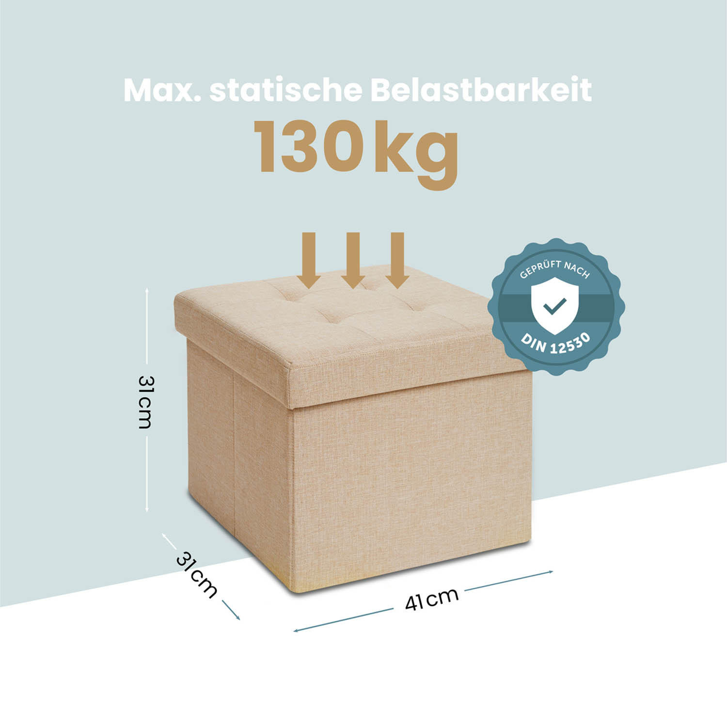 SITZHOCKER 41/31/31 cm, Beige - Beige, Kunststoff (31/31/41cm) - Blumtal