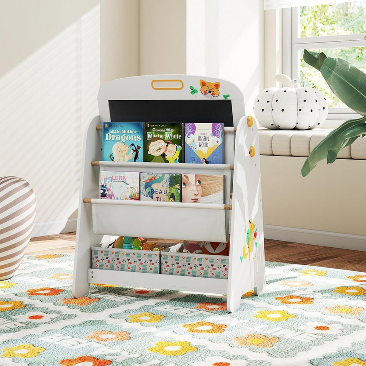 KINDERSTAFFELEI-SET mit Stuhl grau(2-tlg) - Grau, Holzwerkstoff (60/80/40cm) - COSTWAY