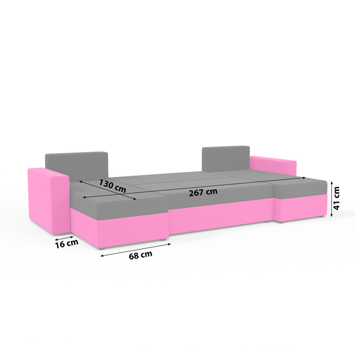 WOHNLANDSCHAFT mit Schlaffunktion Radlach, Schwarz+Rosa - Pink, Textil (298/85/207cm) - Fedve