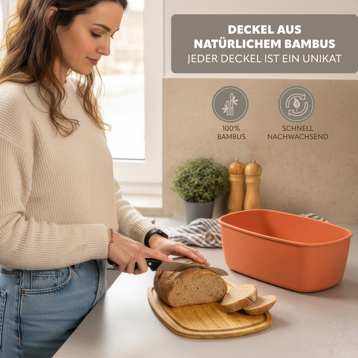 BROTKASTEN, braun - Rotbraun, Kunststoff (22.5/13.5/37cm) - bremermann