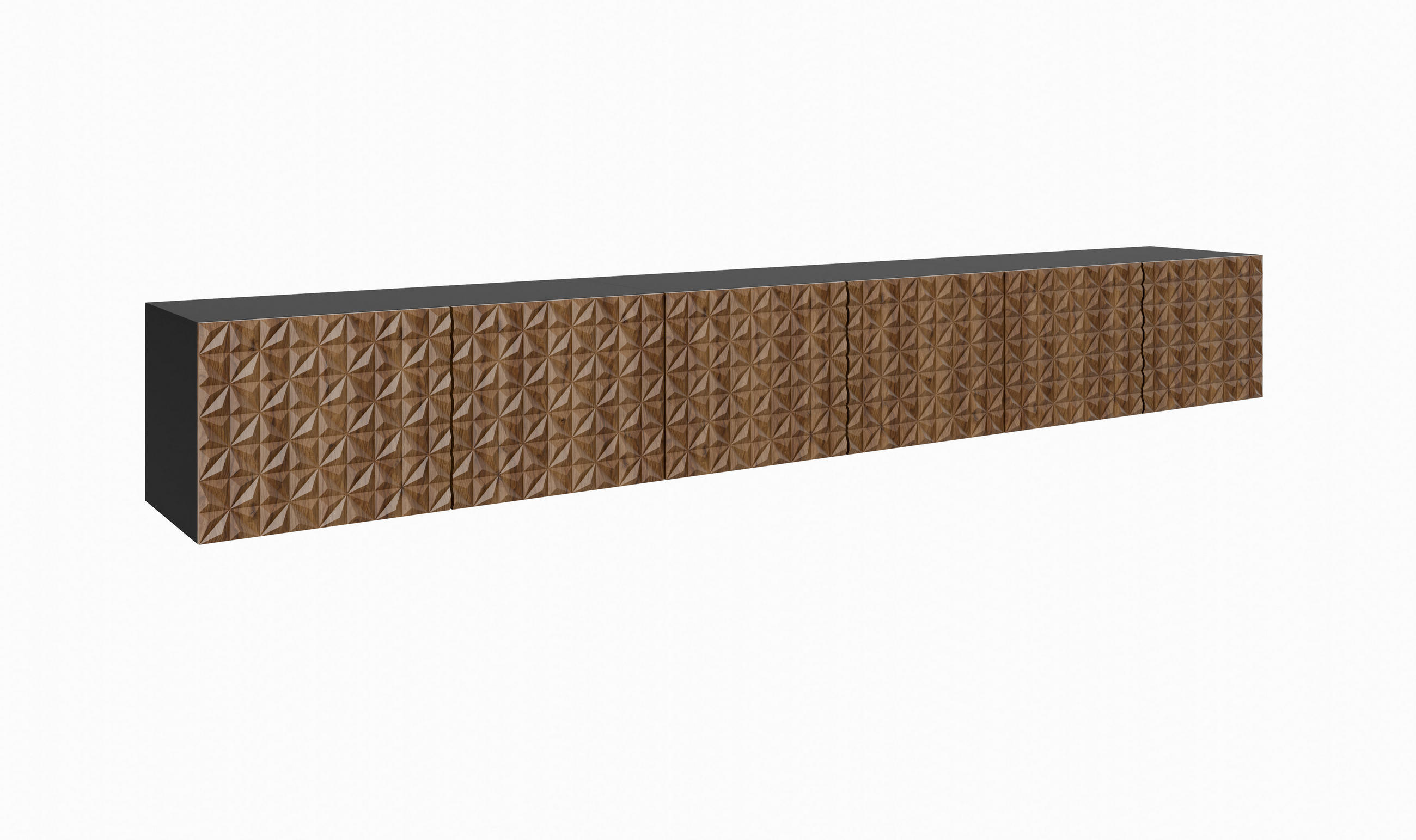 Meblini Tv-Schrank Schwarz, Wildeiche 300x41x40 cm