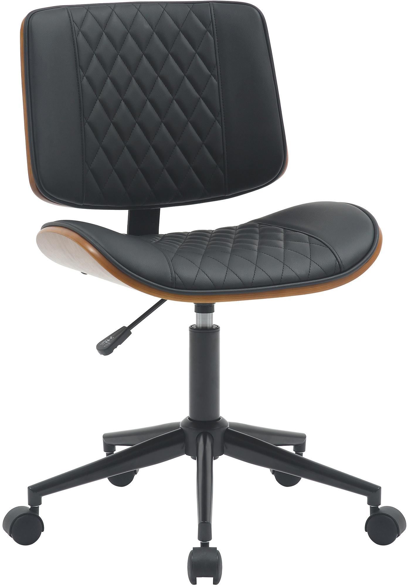 DREHSTUHL Holz walnuss/schwarz - Walnussfarben/Schwarz, Holz/Textil (50/82/54cm) - CLP