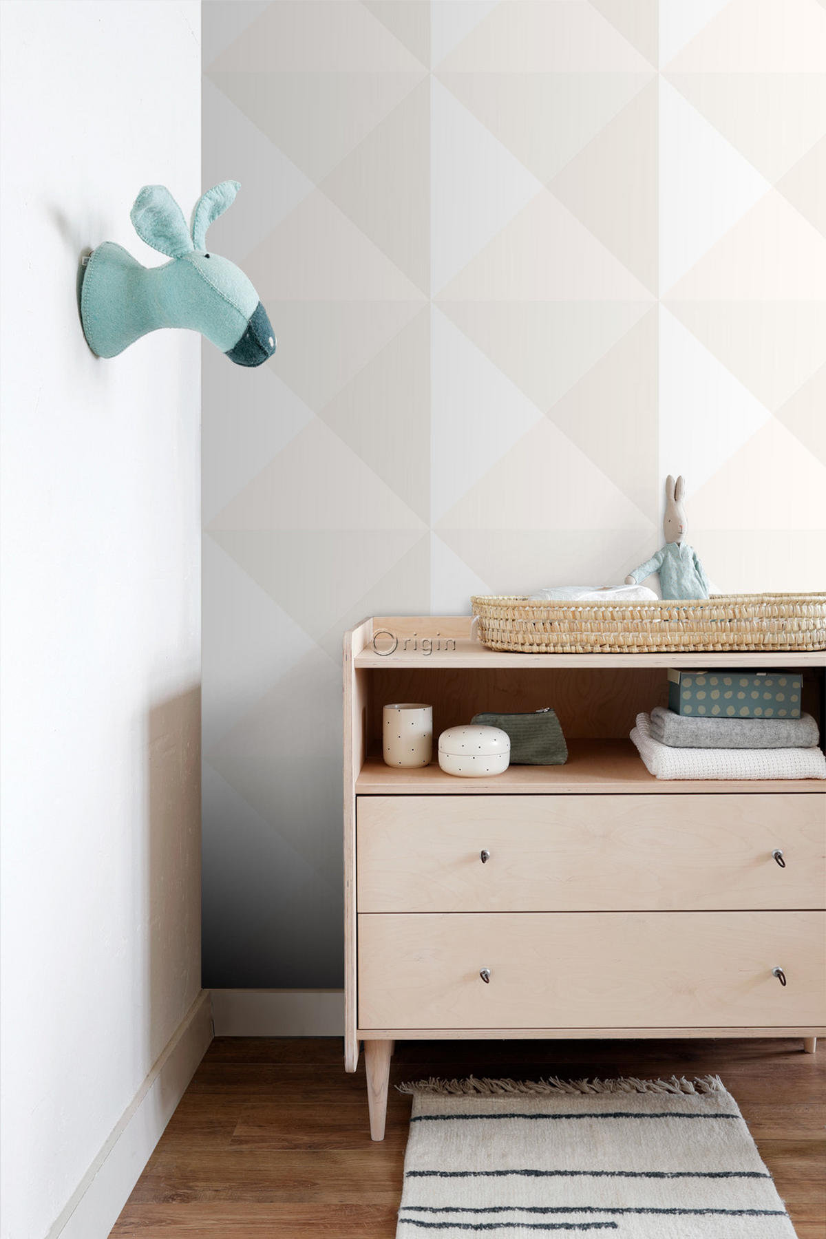 TAPETE große Dreiecke 53 cm x 10.05 m - Beige, Papier (53/0.1cm) - Origin Wallcoverings