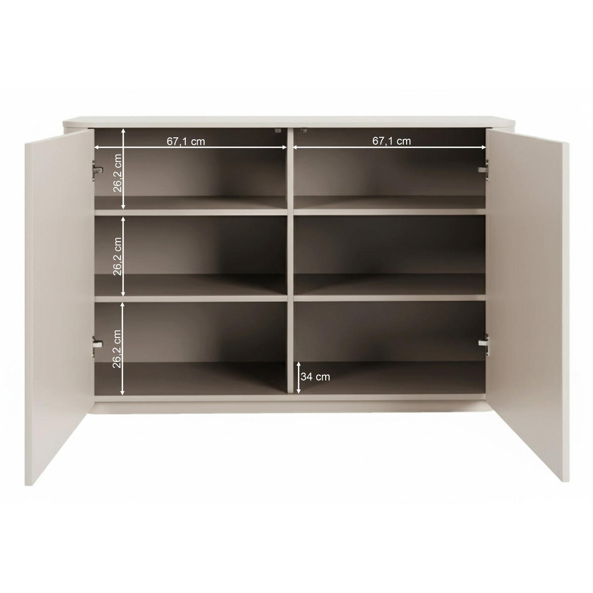 SIDEBOARD Luvio Kaschmirgrau 140 cm - Taupe, Holzwerkstoff (140/90.9/39cm) - Selsey